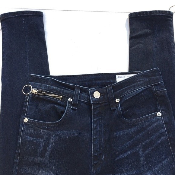 rag & bone O-Ring Dive Capri Jeans Black Brook 26 - Picture 11 of 12